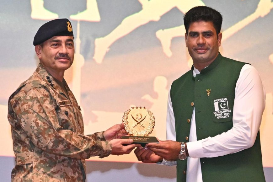 COAS Honours Olympian Arshad Nadeem at GHQ Ceremony